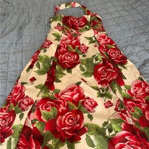 Meshki Juana Floral Halter Dress Red Roses NWT Women’s Large